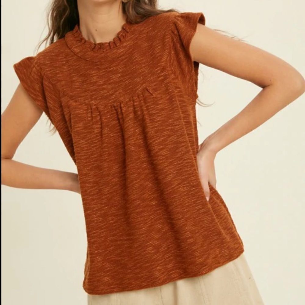 Wishlist Boutique Textured Knit Top in Rust